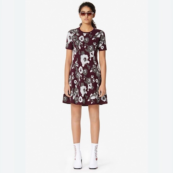 KENZO Peony Print Knit Mini Dress - Picture 1 of 9